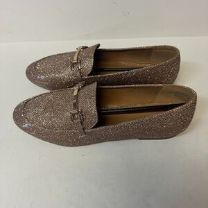 Wanted Womens 10 M Rose Gold Sparkle Slip On Flat Loafers NIB YQ0
